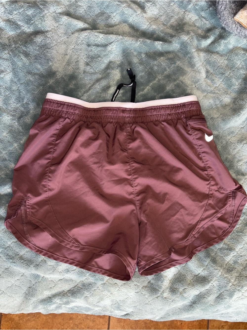 Nike Women’s Maroon Athletic Running Shorts with White Waistband